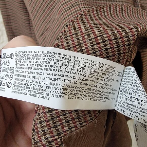 MNG By Mango Blazer Sportcoat Womens Size‎ 10 Brown Check Pattern One Button - Picture 7 of 9